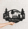 Maxcorners Personalized Deer Metal Sign WITH LED/WITHOUT LED - Rustic Wildlife Scene Cabin Name Sign, Family Lodge Outdoor Wall Art MT0110