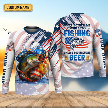 Joycorners Don't Bother Me While I'm Fishing Beer Patriotic Fishing Shirt, SPF Shirt For Men, Funny Fishing Shirt