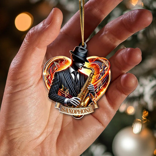 Joycorners Custom Name Saxophone Ornament, Christmas Gift for Saxophone Lover 2D Flat LM2211