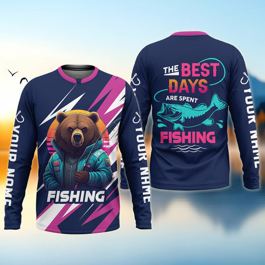 Joycorners Gone Fishing, The Best Days Are Spent Fishing, Funny Bear Fishing Shirt, SPF Shirt, Fisherman Outfit, Mens Casual Shirts