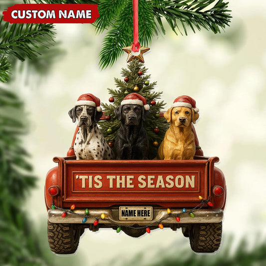 Joycorners Personalized Hunting Dogs Truck Ornament, Custom Name Christmas Gift for Dog Lovers MT1111