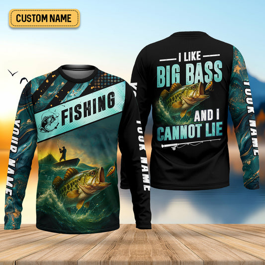 Joycorners I Like Big Bass And I Cannot Lie Shirt, Funny Fishing T-shirt, SPF Shirt For Men, Gift For Fisherman