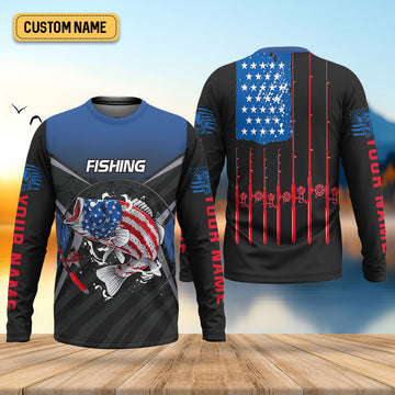 Joycorners Largemouth Bass Fishing Patriotic Fishing Shirt, SPF Shirt For Men, Presents For Fishermen
