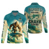Joycorners Bigfoot's New Ride Shark Surfing Fishing UPF Shirts, Funny Fishing Shirt, Presents For Fishermen