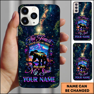 Joycorners Artist Hunting - Into The Forest Bear Galaxy Starry Night Personalized Name Phone Case
