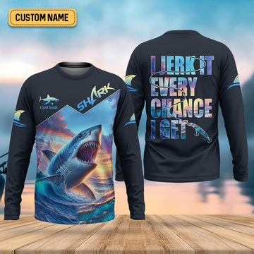 Joycorners I Jerk It Every Chance I Get Shark Fishing SPF Shirt For Men, Funny Fishing Shirt, Fishing Gifts For Men