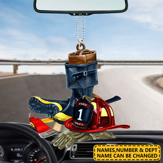 Joycorners Personalized Firefighter Helmet & Boots Flat Acrylic Ornament 2D Flat LM1611