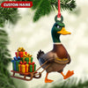 Joycorners Funny Duck Acrylic Christmas Ornament - Mallard Pulling Gifts, Unique Christmas Gift for Hunters MT1111