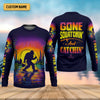 Joycorners Gone Squatchin And Catching Sunset Fishing UPF Shirts, Funny Fishing Shirt, Sasquatch Fishing Shirts For Men