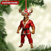 Joycorners Personalized Karate Deer Ornament, Custom Name Martial Arts Christmas Decoration MT1111