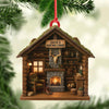 Joycorners Personalized Hunter’s Cabin Ornament, Custom Log Cabin Christmas Decoration for Outdoor Lovers MT1111