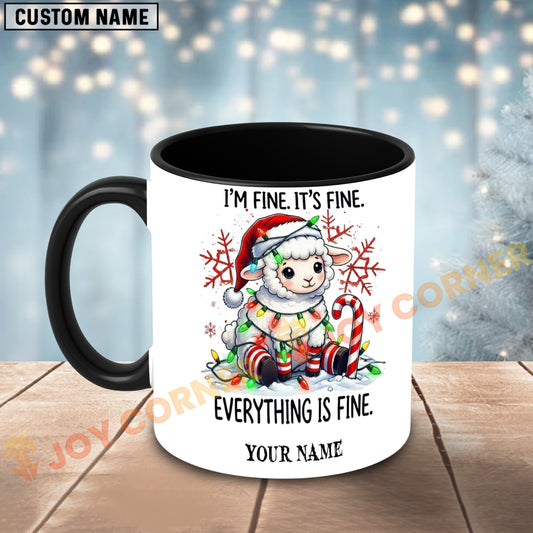 Joycorners Christmas Sheep Everything Is Fine Personalized Mug