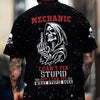 Joycorners Mechanic Skeleton Shirt, Funny Fix Stupid Graphic Tee, Unique Gift for Mechanics, Skull and Bones Design, Humor Apparel for Auto Repair PT2609