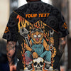 Joycorners Personalized Mechanic Shirt Custom Name Funny Cat Skull Wrench Flames Auto Repair Garage Workwear Tee Car Repair Shirt Gift For Men Dad PT2609