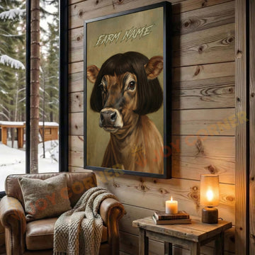 Joycorners Whimsical Jersey Farm Cow Portrait Personalized Name Canvas