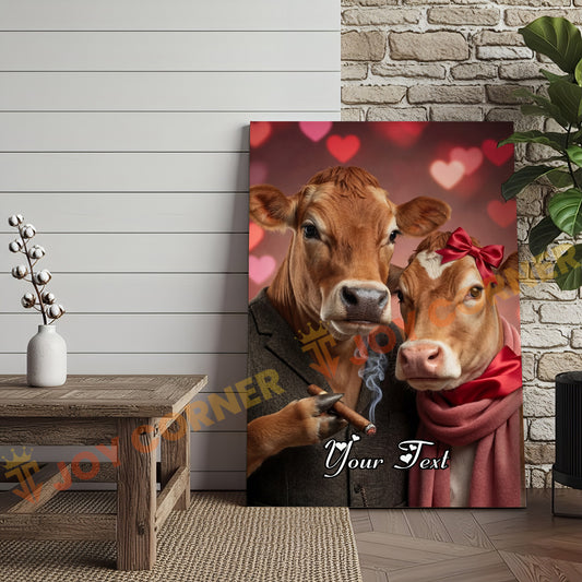 Joycorners Cattle Cow Funny Romantic Jersey Couple Personalized Name Canvas