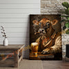 Joycorners Cattle Cow Farmhouse Jersey Cow Drinking Beer Personalized Name Canvas