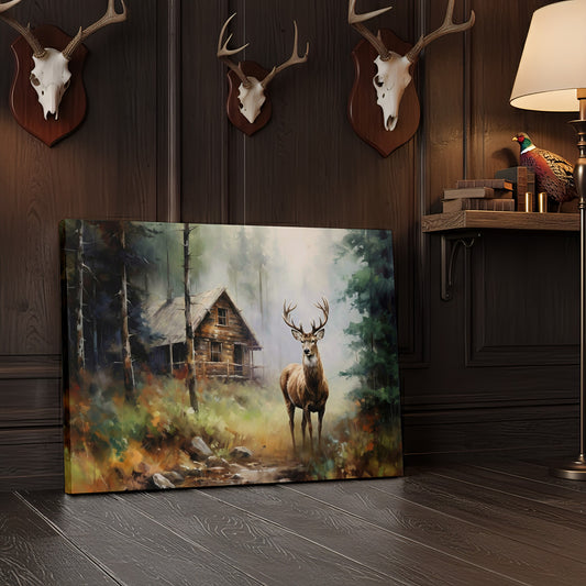 Joycorner Rustic Cabin Woodland Buck Autumn Landscape Canvas