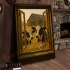 Joycorners Holstein Cows Through Wooden Window Rustic Barn Country Wrapped Canvas Wall Art