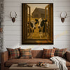 Joycorners Holstein Cows Through Wooden Window Rustic Barn Country Wrapped Canvas Wall Art