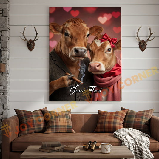 Joycorners Cattle Cow Funny Romantic Jersey Couple Personalized Name Canvas