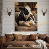 Joycorners Cattle Cow Cozy Farmhouse Holstein Cow Relaxing On Sofa Personalized Name Canvas