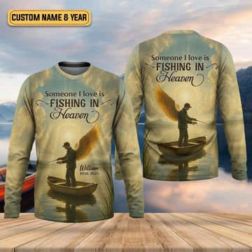Joycorners Fishing In Heaven Fishing UPF Shirts, Fishing Memorial Presents For Fishermen, Fishing Shirts For Men