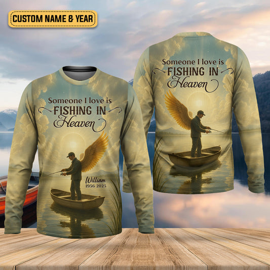 Joycorners Fishing In Heaven Fishing UPF Shirts, Fishing Memorial Presents For Fishermen, Fishing Shirts For Men