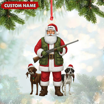 Joycorners Personalized Santa Hunter Christmas Ornament – Funny Dog Lover Acrylic Holiday Decor MT1111