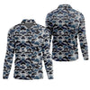 Joycorners Blue Camo Performance Fishing Shirts, SPF Shirt For Men, Hooded Fishing Shirt, Fishing Shirts For Men