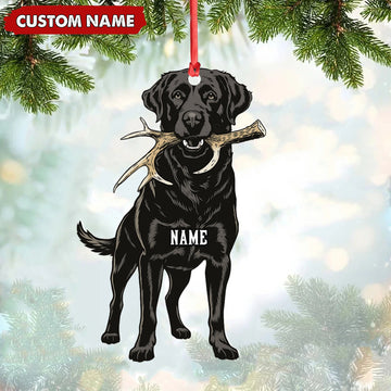 Joycorners Personalized Black Lab Dog Christmas Ornament – Personalized Hunting Dog Acrylic Decor MT1111