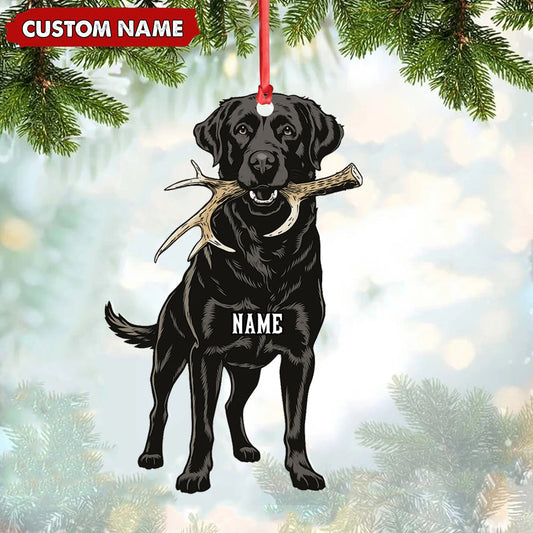 Joycorners Personalized Black Lab Dog Christmas Ornament – Personalized Hunting Dog Acrylic Decor MT1111