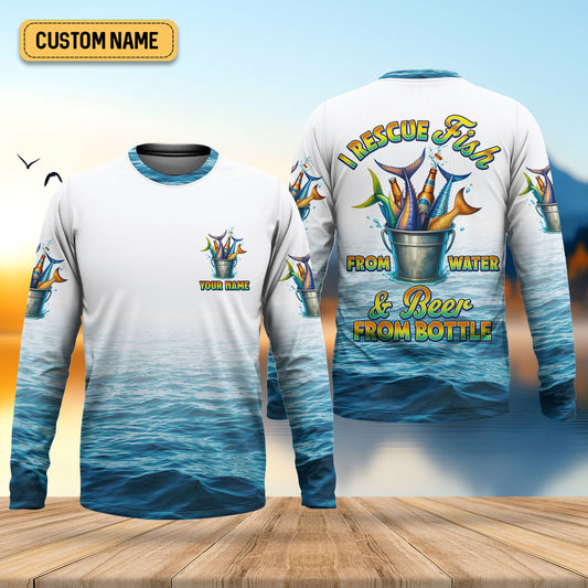 Joycorners I Rescue Fish From Water And Beer From Bottle Fishing UPF Shirts, Fishing Gifts For Men, Men's Fishing Shirt