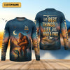 Joycorners The Best Things In Life Are Wild And Free Funny Bigfoot Fishing SPF Shirt For Men, Gift For Fisherman