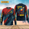 Joycorners Catch The Wave Shark Fishing SPF Shirt, Mens Fishing Shirts Long Sleeve, Gift For Fisherman
