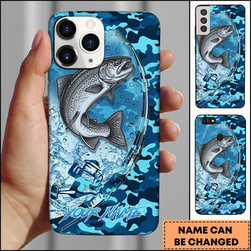 Joycorners Trout Fishing Phone Case Fishing Camo Phone Case Personalized Name