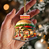 Joycorners Custom Name Burger Ornament, Burger Lover Christmas Gift 2D Flat LM2111