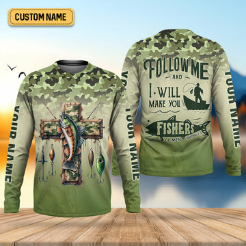 Joycorners I Will Make You Fishers Of Men Camouflage Fishing Shirts, Fishing UPF Shirts, Christian Fishing Shirts For Men