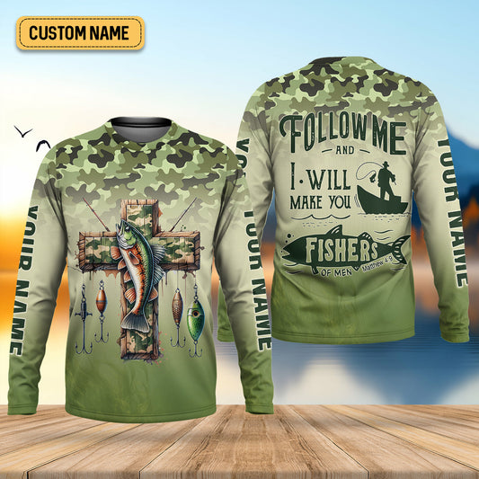 Joycorners I Will Make You Fishers Of Men Camouflage Fishing Shirts, Fishing UPF Shirts, Christian Fishing Shirts For Men