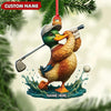 Joycorners Personalized Acrylic Duck Golf Christmas Ornament – Custom Name Funny Hunter Gift for Golf Lovers MT1111