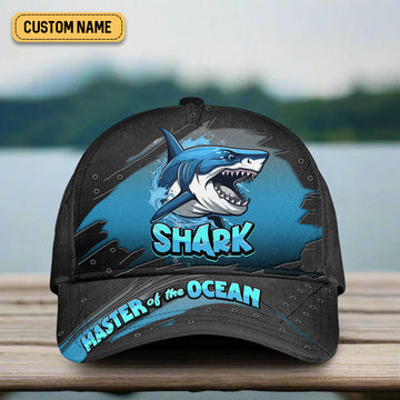Joycorners Shark Master Of The Ocean, Fishing Hook Hat, Fishing Trucker Hat, Fishing Cap For Men, Fishing Gifts For Dad