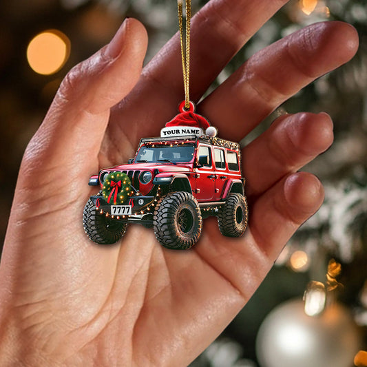 Joycorners Custom Name Jeep Ornament, Christmas Gift for Jeep Lover 2D Flat LM2211
