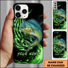 Joycorners Fishing Green Flame Energy Personalized Name Phone Case (10 Fish Species)