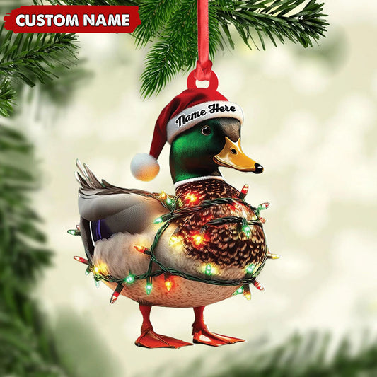Joycorners Personalized Duck Acrylic Christmas Ornament – Funny Custom Hunting Tree Decoration For Hunters MT1111