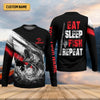 Joycorners Eat Sleep Fish Repeat Water Splash Fishing UPF Shirts, Fisherman Gift, Fishing Shirts For Men
