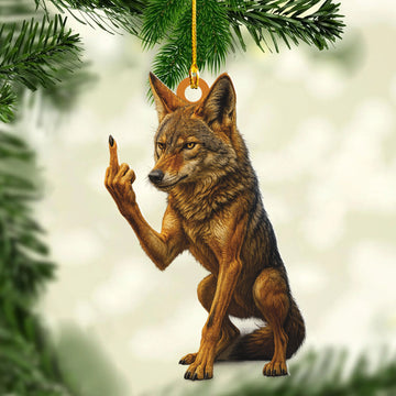 Joycorners Personalized Funny Coyote Fukin' Finger Hunting Acrylic Christmas Ornament – Custom Gift for Hunters MT1111