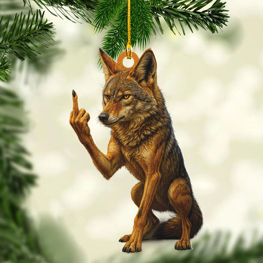 Joycorners Personalized Funny Coyote Fukin' Finger Hunting Acrylic Christmas Ornament – Custom Gift for Hunters MT1111