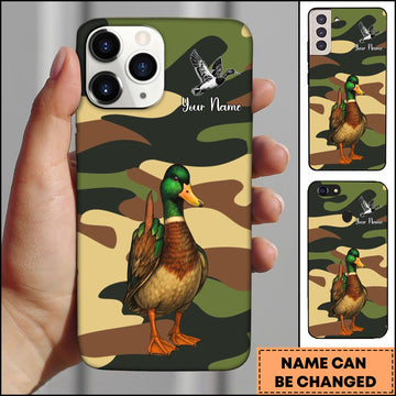 Joycorners Artist Hunting Mallard Duck Flying Camo Green Personalized Name Phone Case