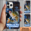 Joycorners Walleye Fishing Blue Flame Smoke Line Premium Style Sport Personalized Name Phone Case