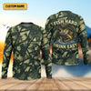 Joycorners Fish Hard Drink Easy Green Camo Funny Fishing Shirt, SPF Shirt For Men, Largemouth Bass Fishing Shirts For Men